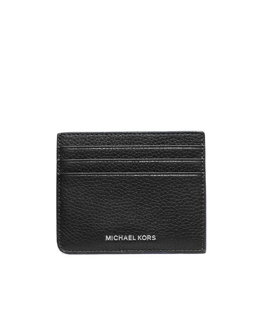 Michael Kors Black Hudson Pebbled Leather Card Case for men
