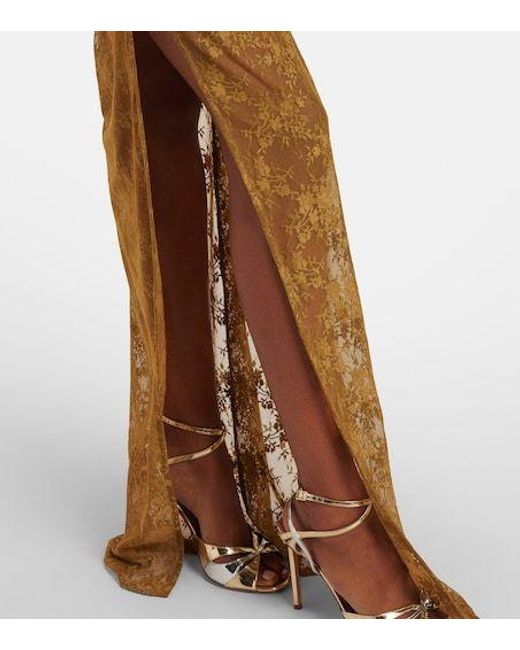 Alex Perry Natural Floral Sheer Lace Skirt