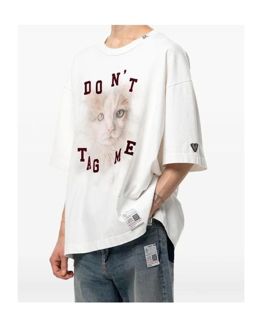 Maison Mihara Yasuhiro White Cat-Printed T-Shirt for men