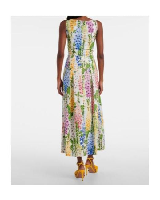 Oscar de la Renta White Floral Poplin Cocktail Dress