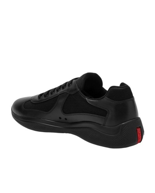 Prada Black Americas Cup Lace-Up Sneakers for men