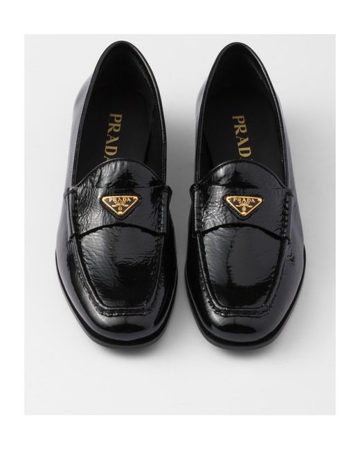 Prada Black Naplak Patent Leather Loafers