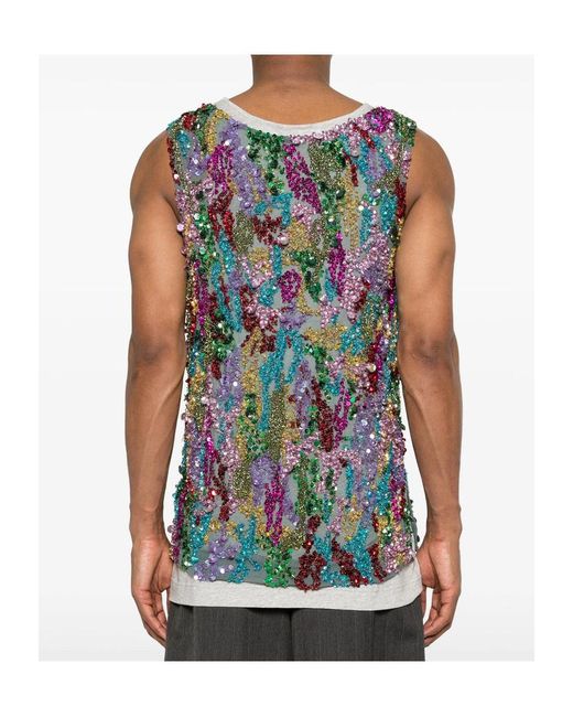 Dries Van Noten Multicolor Crew Neck Vest for men