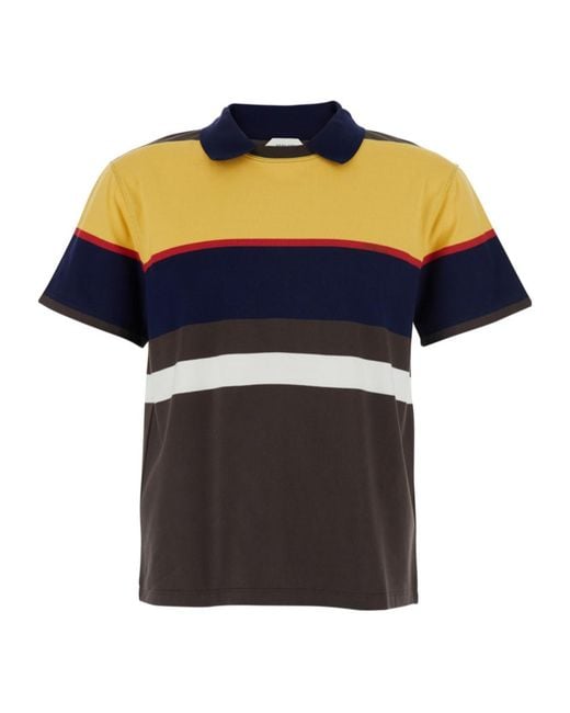 Versace Blue Striped Short-Sleeved Polo Shirt for men