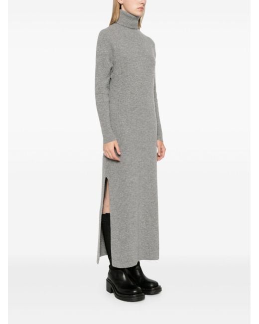 Golden Goose Deluxe Brand Gray High-Neck Ribbed-Knit Dress