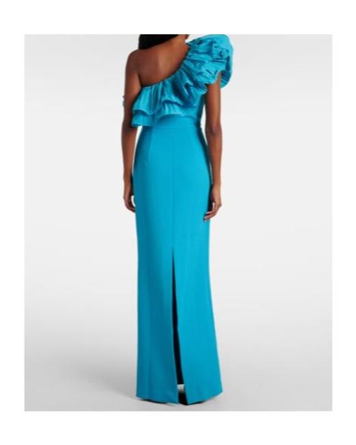 Rebecca Vallance Blue Ella Ruffled One-Shoulder Gown
