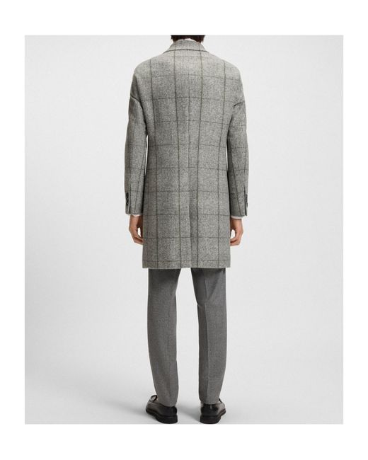 Boss Gray Checked Buttoned Coat for men