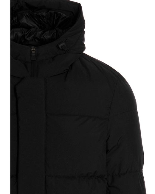 Herno Black Drawstring Hooded Parka Coat for men