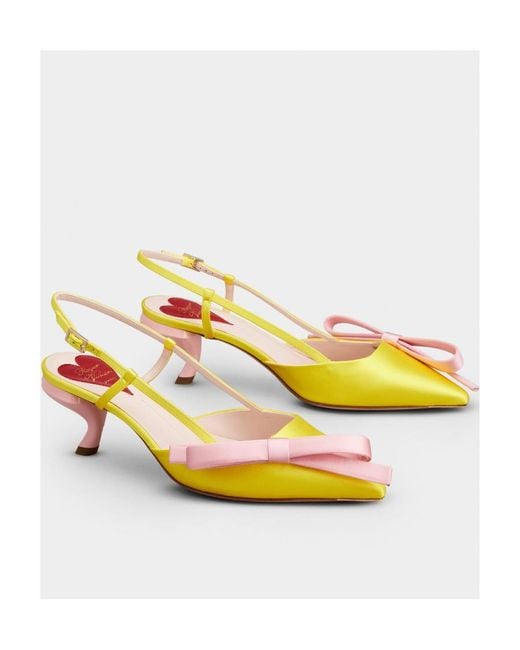 Roger Vivier Yellow Virgule Bow Slingback Pumps