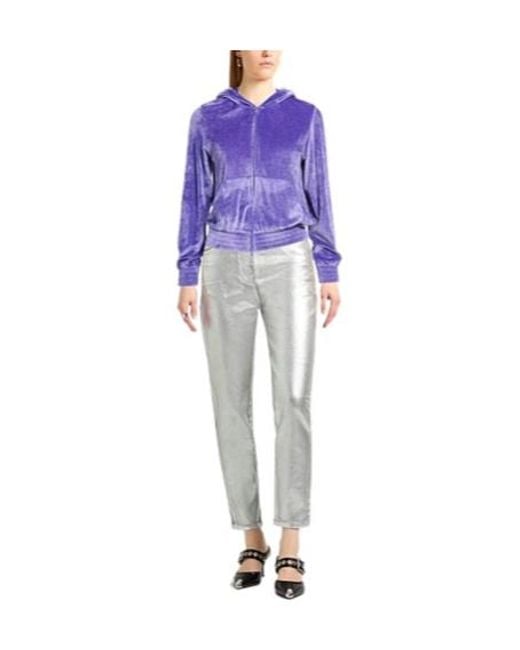 Balenciaga Purple Velvet Hooded Jacket