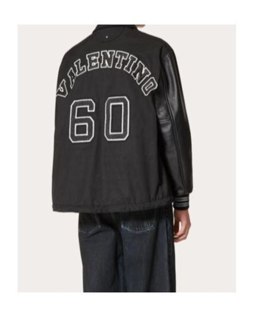 Valentino Black Buttoned Long-Sleeved Varsity Jacket for men