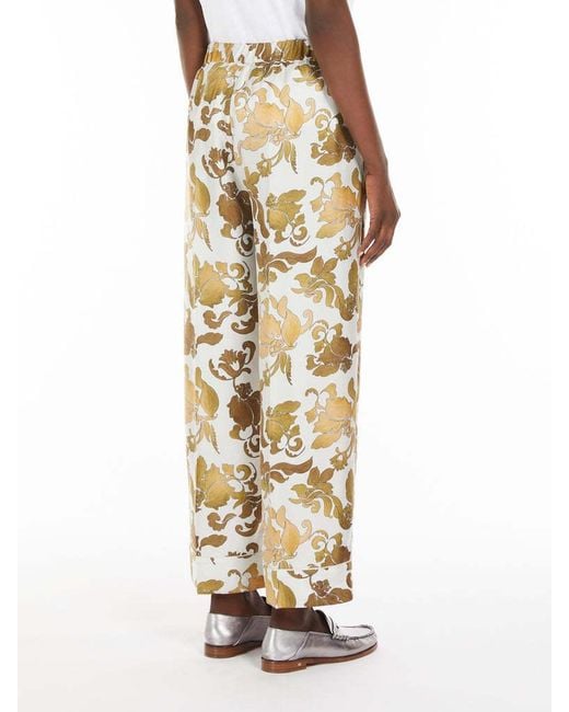 Max Mara Metallic 'S Floral Patterned Pleat Detailed Trousers