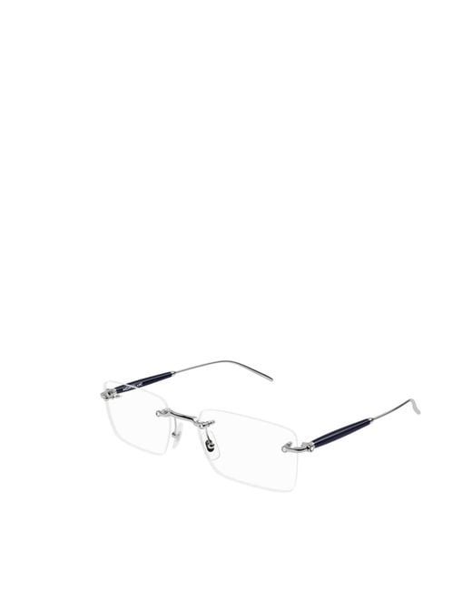 Montblanc White Eyewear Rectangular Frame Glasses for men