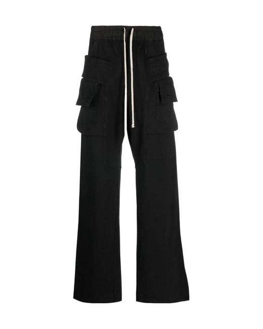 Rick Owens Black Drawstring Wide-Leg Casual Pants for men
