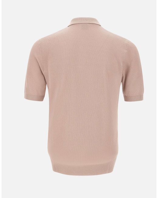 Eleventy Pink Half-Zip Knitted Polo Shirt for men