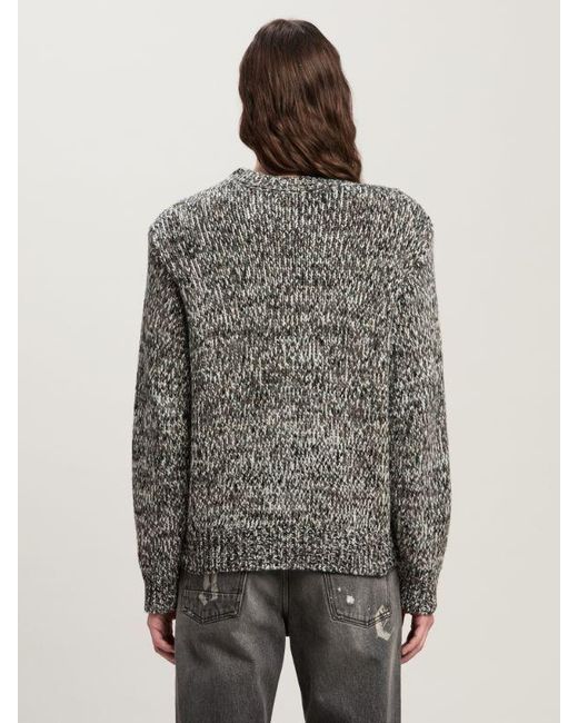 Palm Angels Gray Palm Intarsia Crewneck Knitted Jumper for men
