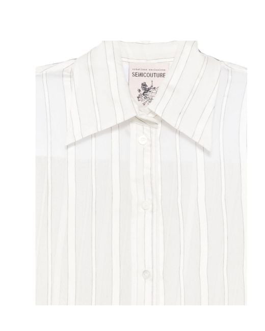Semicouture White Striped Long-Sleeve Shirt