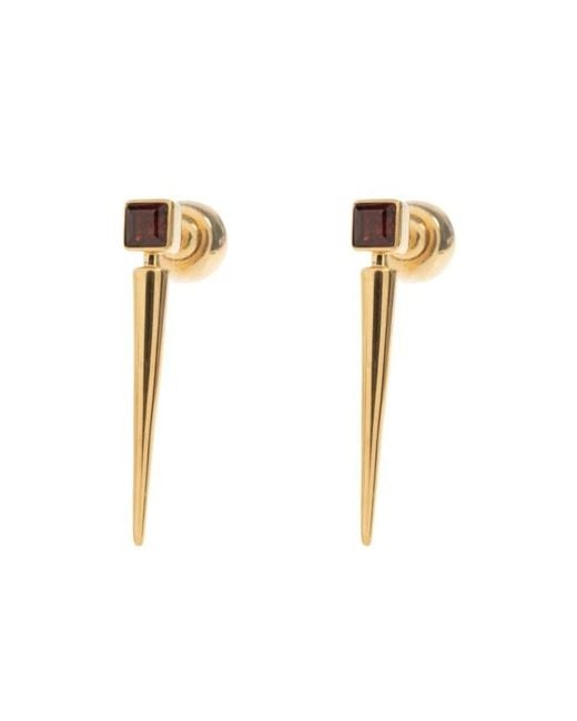 Jil Sander White Stone Detail Spike Earrings