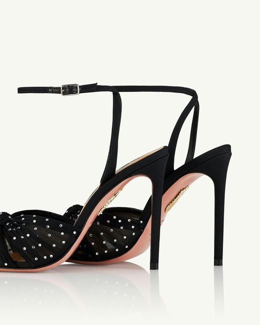 Aquazzura Black Slow Kisses Ankle Strap Sandals