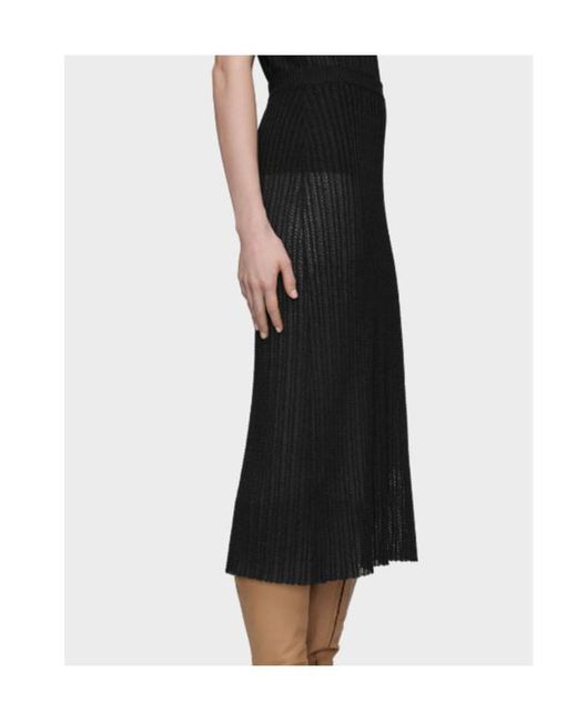Maison Margiela Black Ribbed Knit Midi Skirt