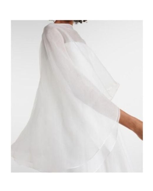 Maticevski White Bridal Dhalia Caped Silk Gown
