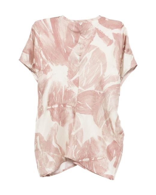 Alysi Pink Printed Silk Blouse