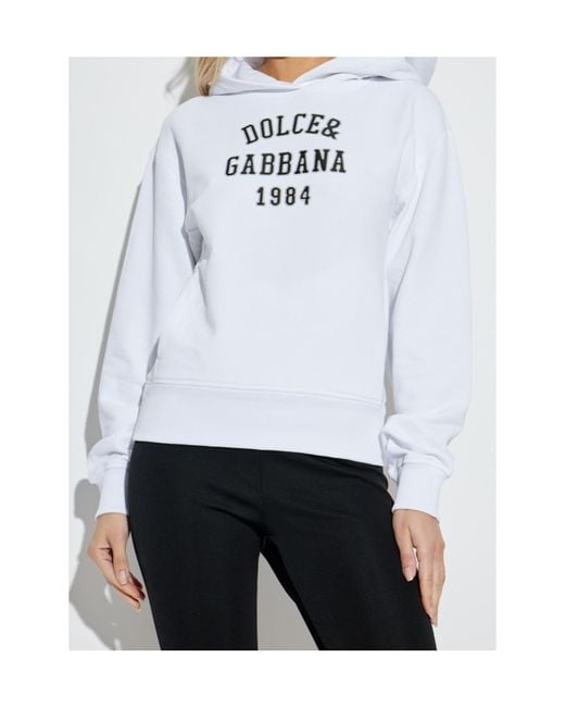 Dolce & Gabbana White Logo Printed Hoodie