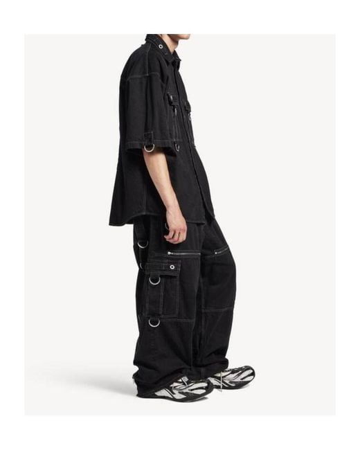 Balenciaga Black D-Ring Cargo Shirt for men