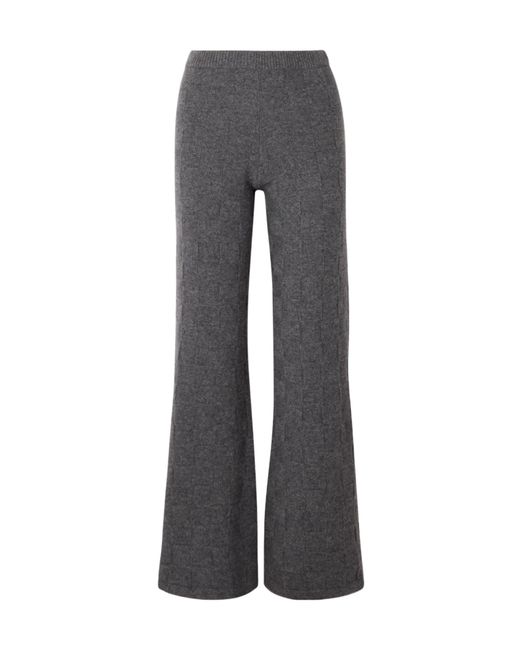 The Elder Statesman Gray Cashmere Wide-Leg Track Pants