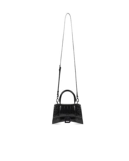 Balenciaga Black Embossed Hourglass Xs Handbag