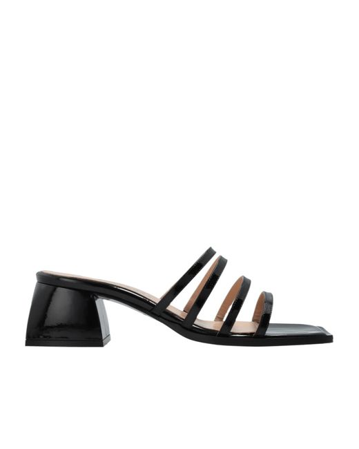NODALETO White Strappy Block Heel Sandals