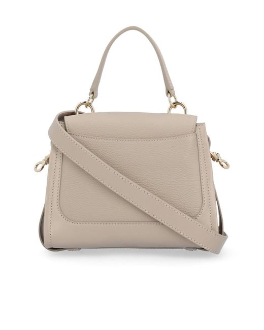Chloé Natural Chloé Tess Day Logo Detailed Mini Crossbody Bag