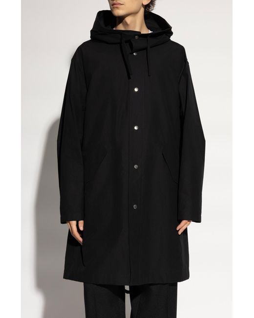 Jil Sander Black Logo Printed Hooded Parka for men