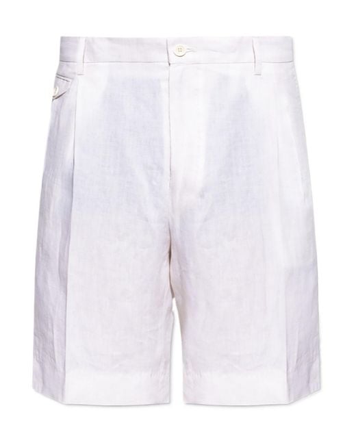 Dolce & Gabbana White Pleated Shorts for men