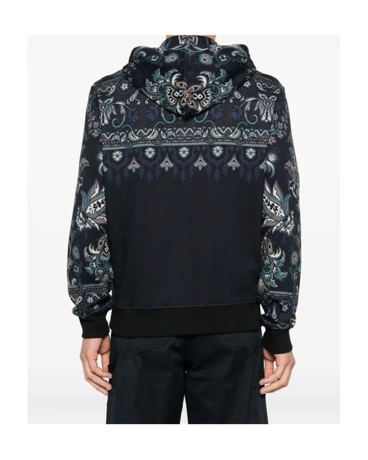 Etro Black Paisley-Print Zip-Up Hoodie for men