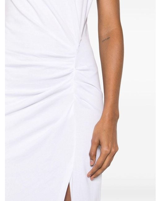Isabel Marant White Nadela Ruched Detailed Midi Dress
