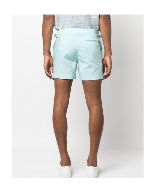 Tom Ford Blue Mid-Rise Side Buckled Swim Shorts for men