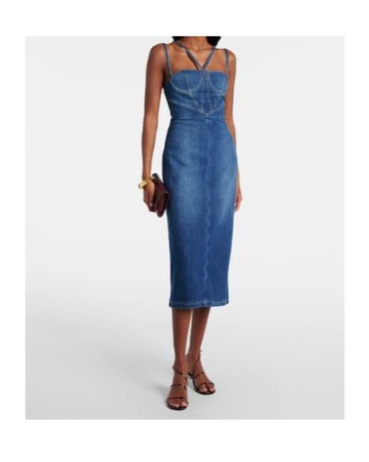 Nensi Dojaka Blue Denim Corset Dress