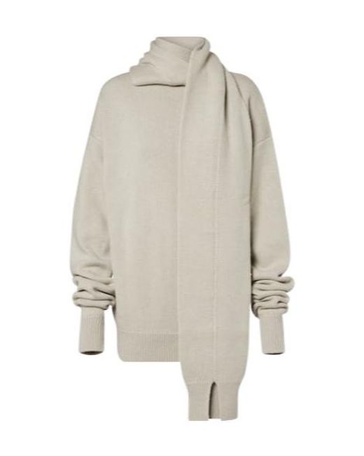 Calvin Klein White Scarf-Detail Cashmere Sweater