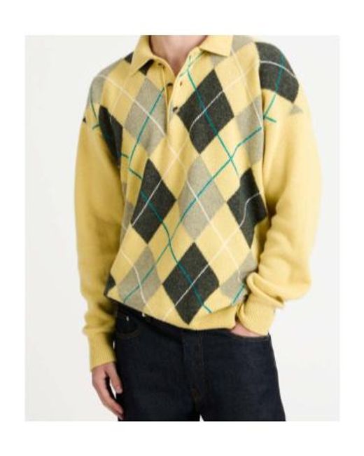 J.W. Anderson Yellow Jw Anderson X Pringle Argyle Polo Top for men
