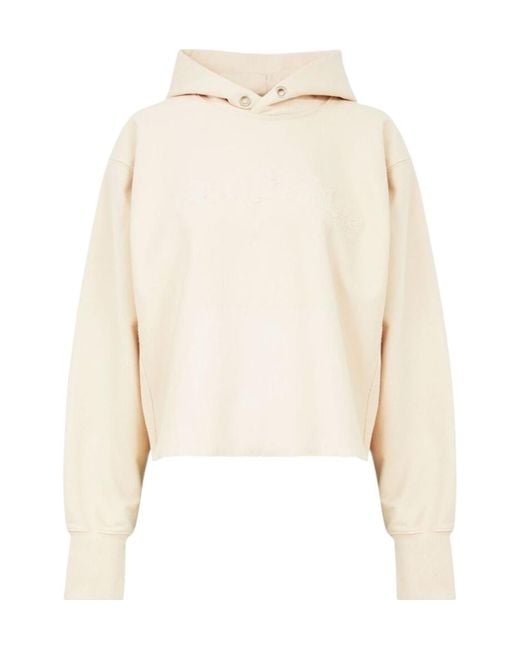 Maison Margiela Natural Logo Detailed Raw-Cut Hem Hoodie