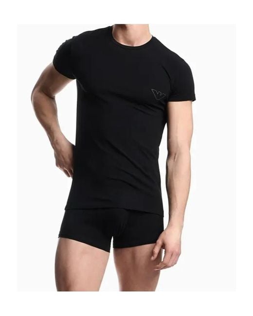 Emporio Armani Black Pure Cotton Pajama Set for men