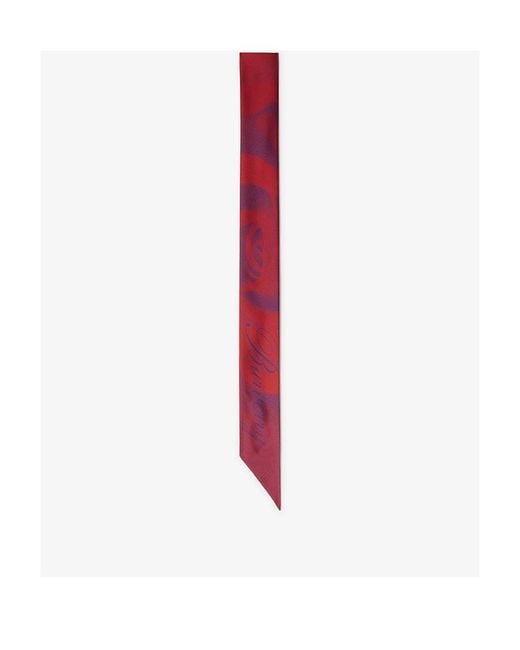 Burberry Red Rose-Print Silk Scarf for men