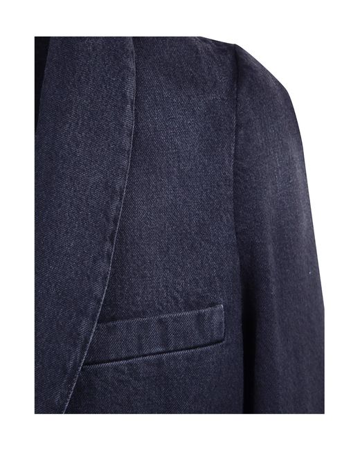 Maison Margiela Blue Shawl-Lapel Denim Blazer for men