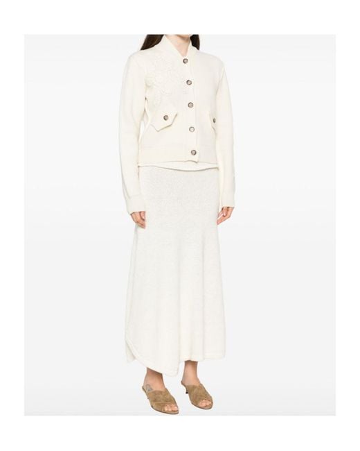 ERMANNO FIRENZE White Single-Breasted Long-Sleeve Knit Top