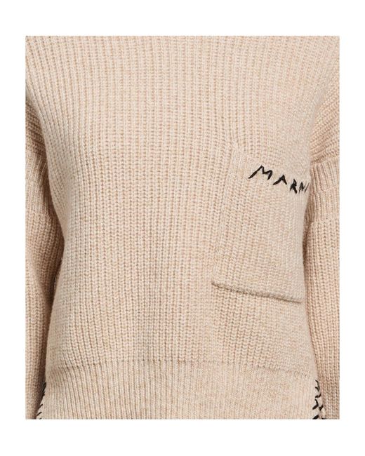 Marni Natural Solid Color Wool Knit Sweater