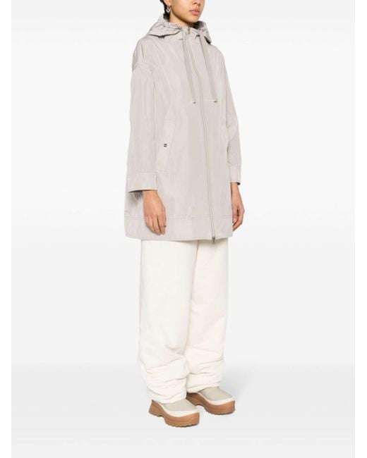 Herno White Zip-Up Drawstring Long Coat