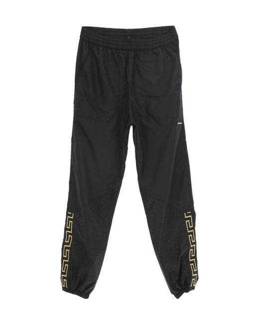 Versace Black Logo Printed Track Pants for men