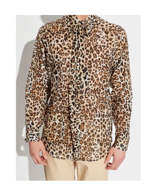 DSquared² White Tie Leopard-Print Buttoned Shirt for men
