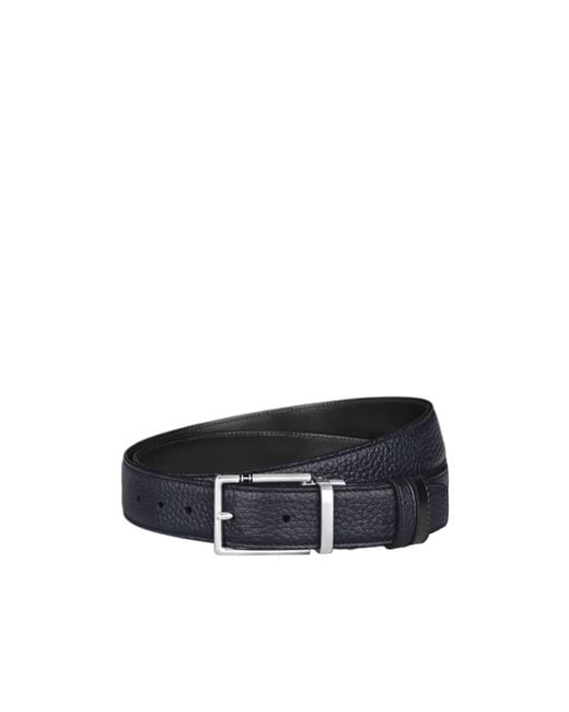 Montblanc Blue Reversible Textured Buckle Belt for men
